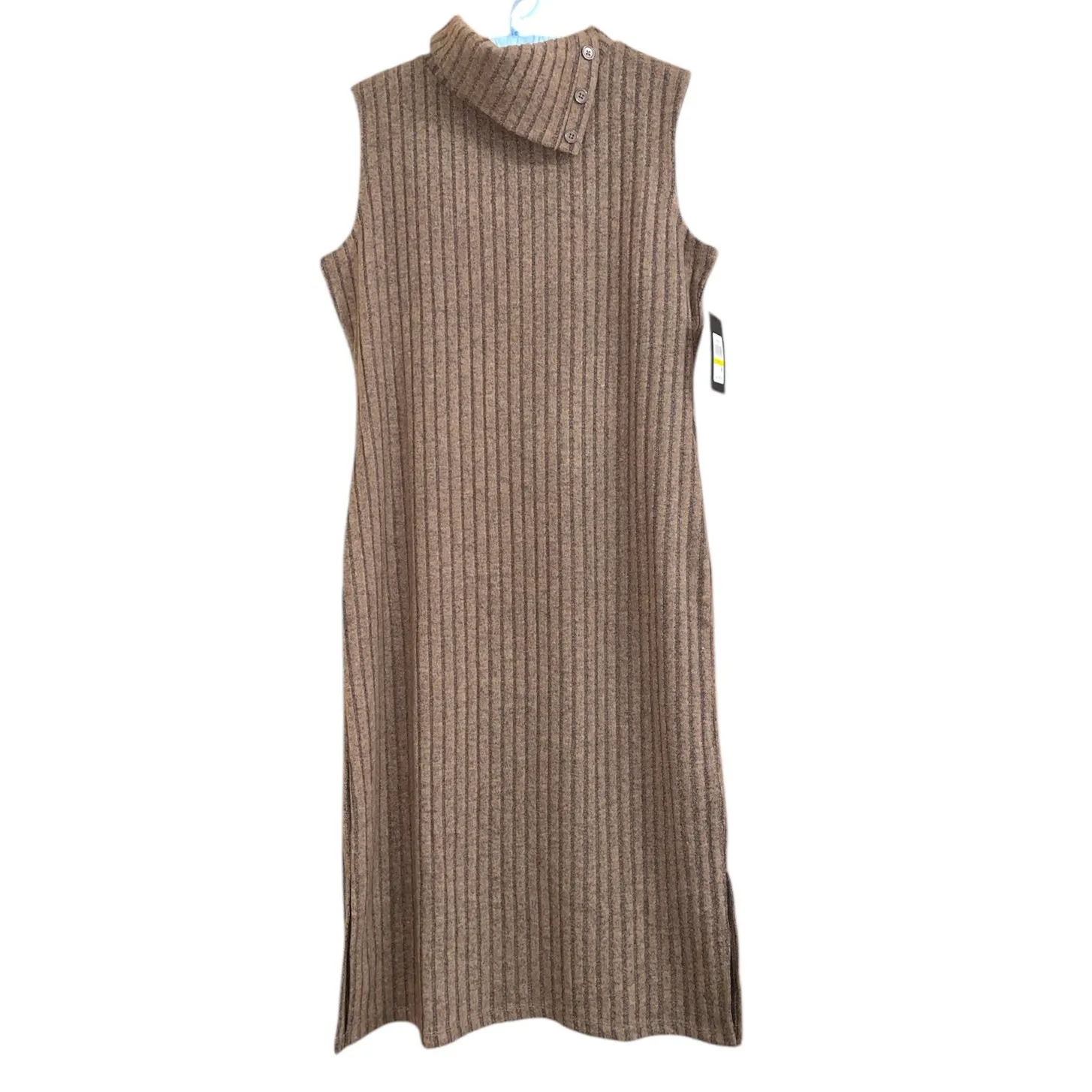 Andrew Marc Mocha Ribbed Sleeveless Funnel Neck Midi Dress M NEW - Image 2