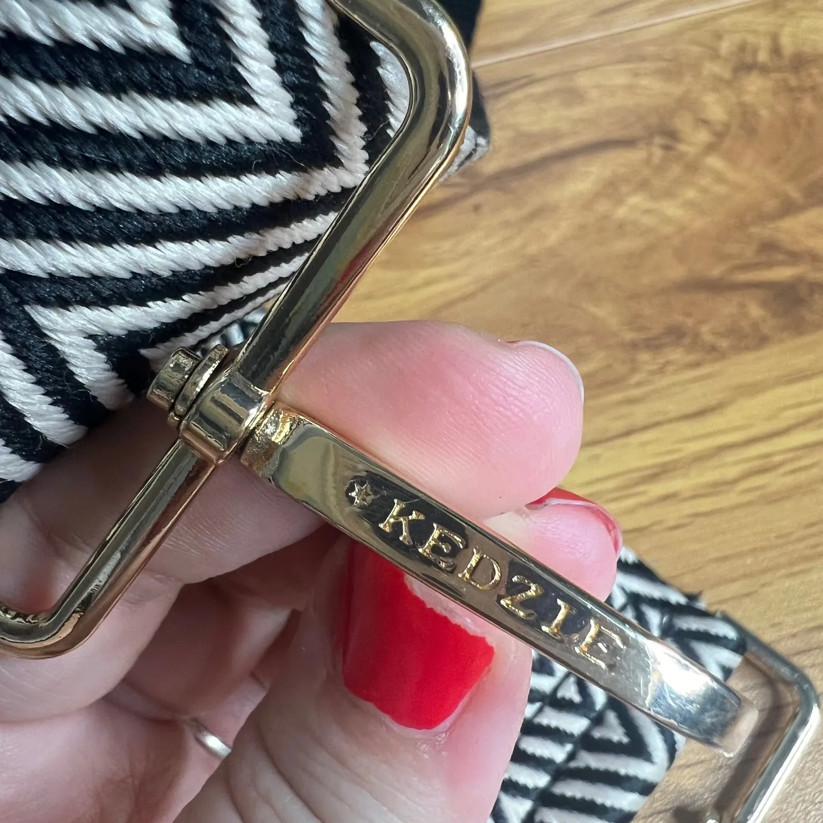 Kedzie Chevron Crossbody Replacement Strap Guitar Style Black White Adjustable - Image 3