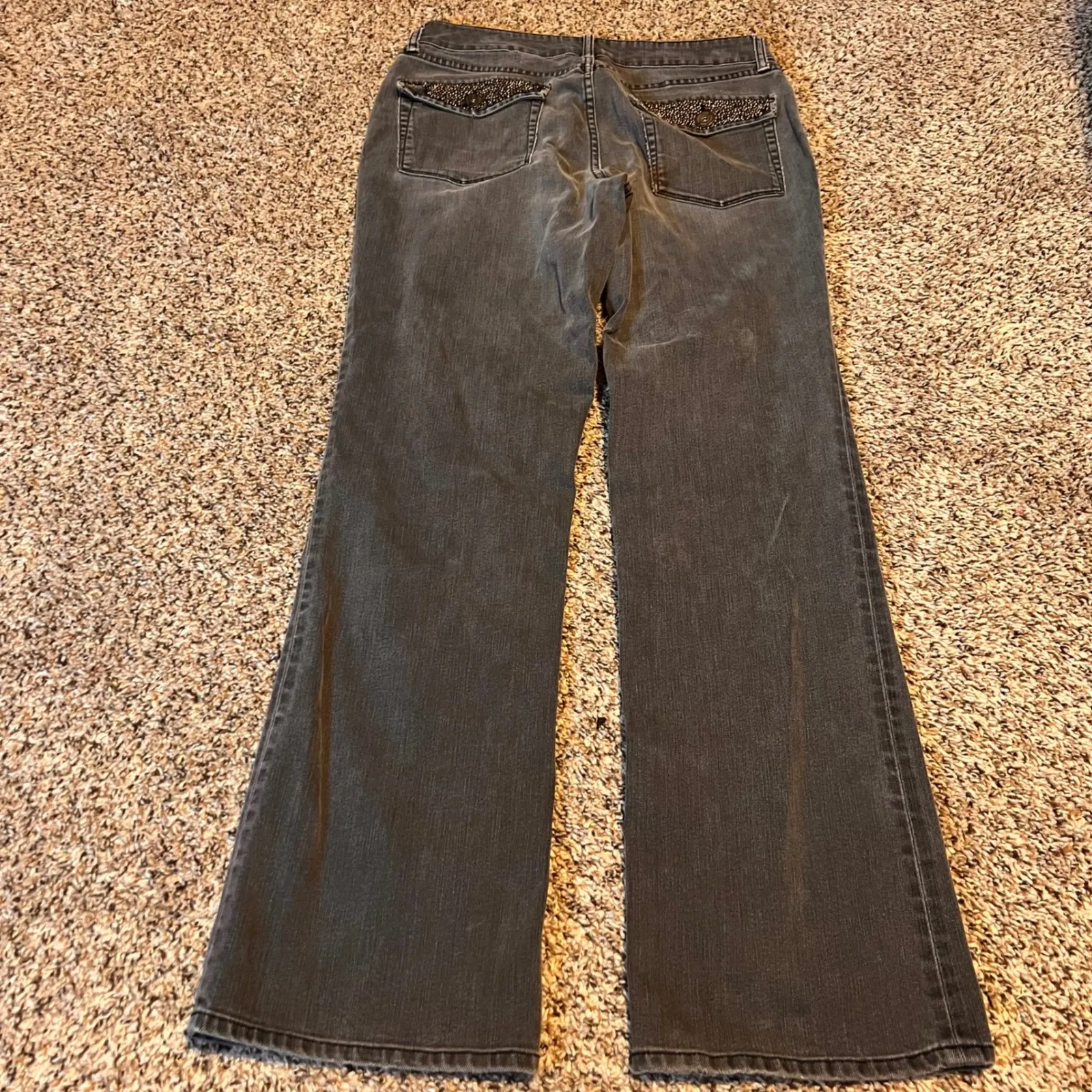 Coldwater Creek Women's Size 12 Gray Bootcut Embellished Pocket Jeans - Image 6