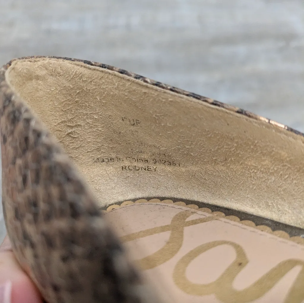 Sam Edelman Rodney Bronze Snakeskin Patterned D'Orsay Flats Size 7 - Image 6