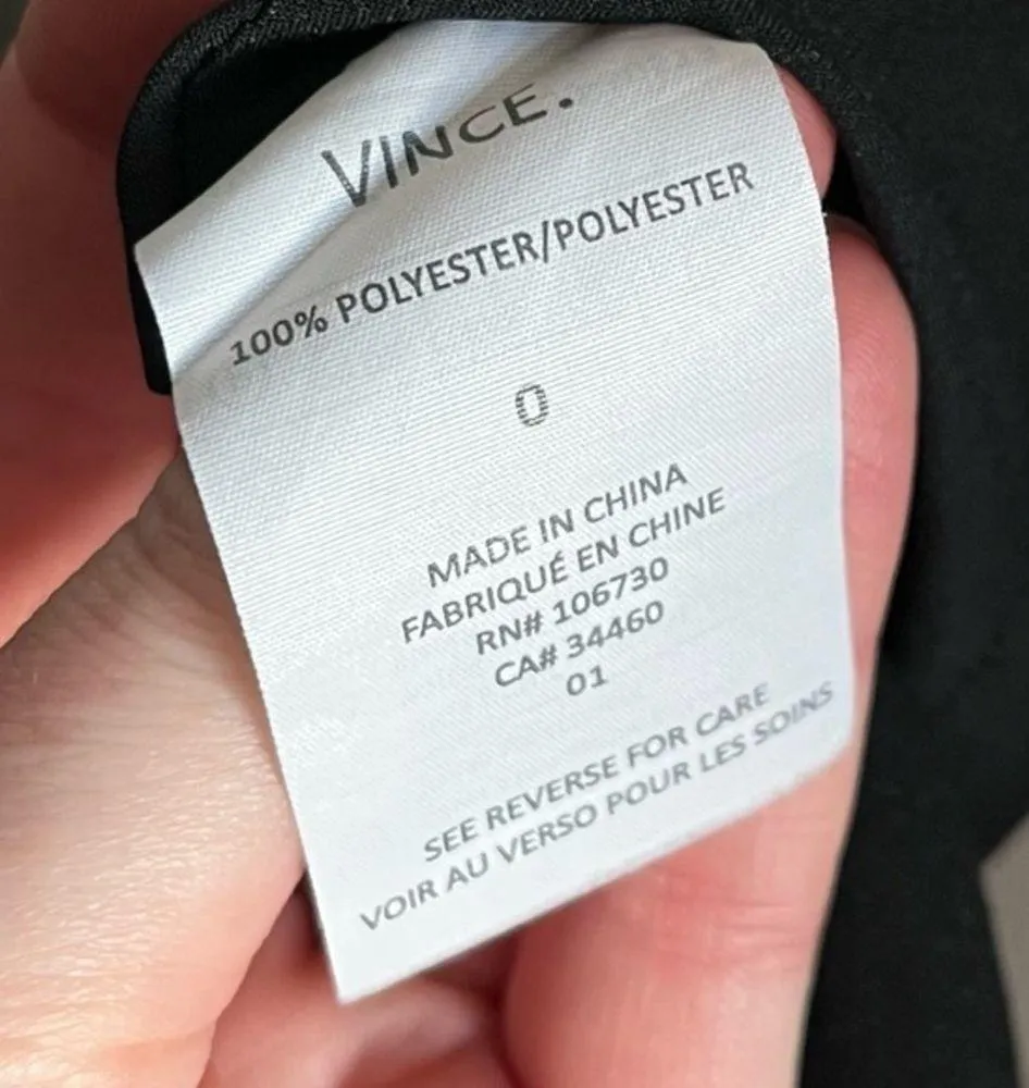 Vince • Solid Black V Neck Fit Flare Pockets Mini Dress - Image 11