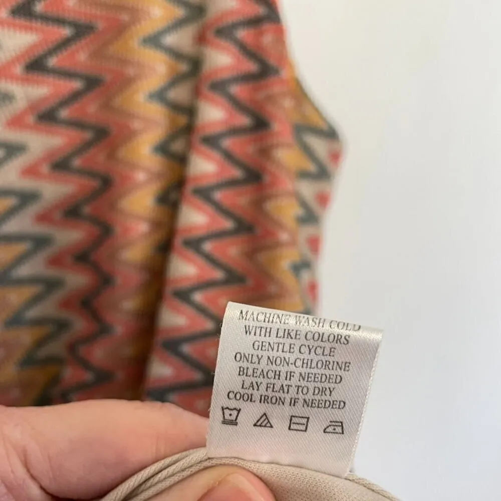 ALMOST FAMOUS Coral Orange Cream Chevron Zig Zag Knit Retro 70s Mini Tank Dress - Image 9