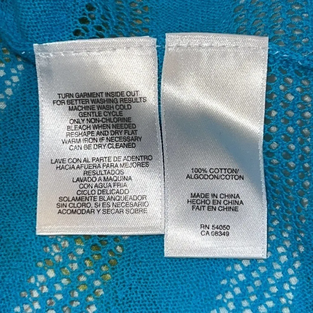 Jones New York signature XL womens coastal blue knit sweater cardigan tie bottom - Image 6