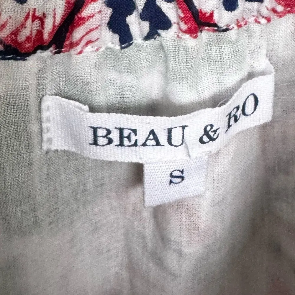 Beau & Ro Floral Indian Blockprint Maxi Dress S White - Image 5