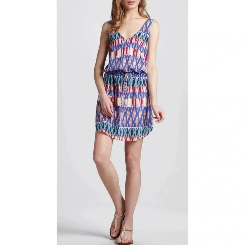 Rory Beca Fiery Printed Drawstring Silk Dress Size XS - Image 3