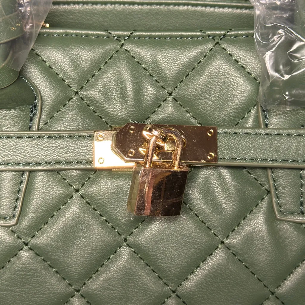 Badgley Mischka Green Quilted Satchel - Image 4