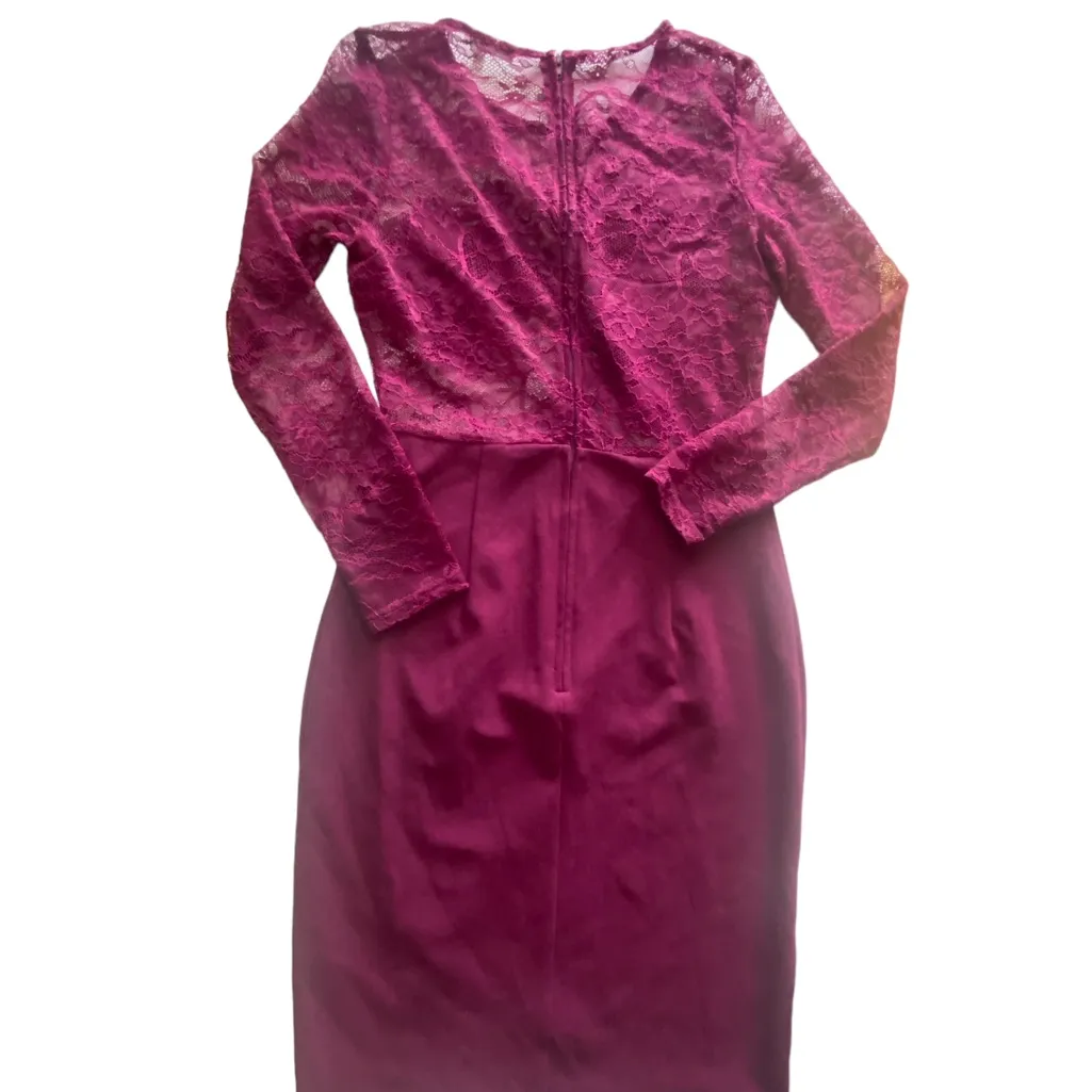 Vintage Charlotte Russe Amaranth Magenta Lace Pencil Dress - Image 2