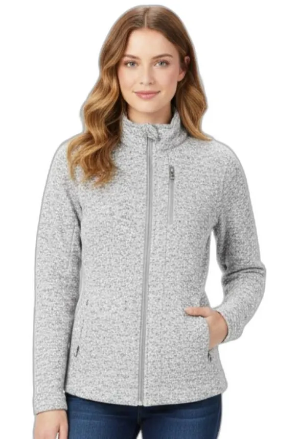 Andrew Marc New York Light Heather Grey Marled Zip-Up Performance Sweater Small - Image 1