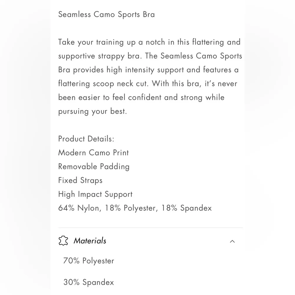 NWT  Seamless Camo Sports Bra Grey Size Medium - Image 6