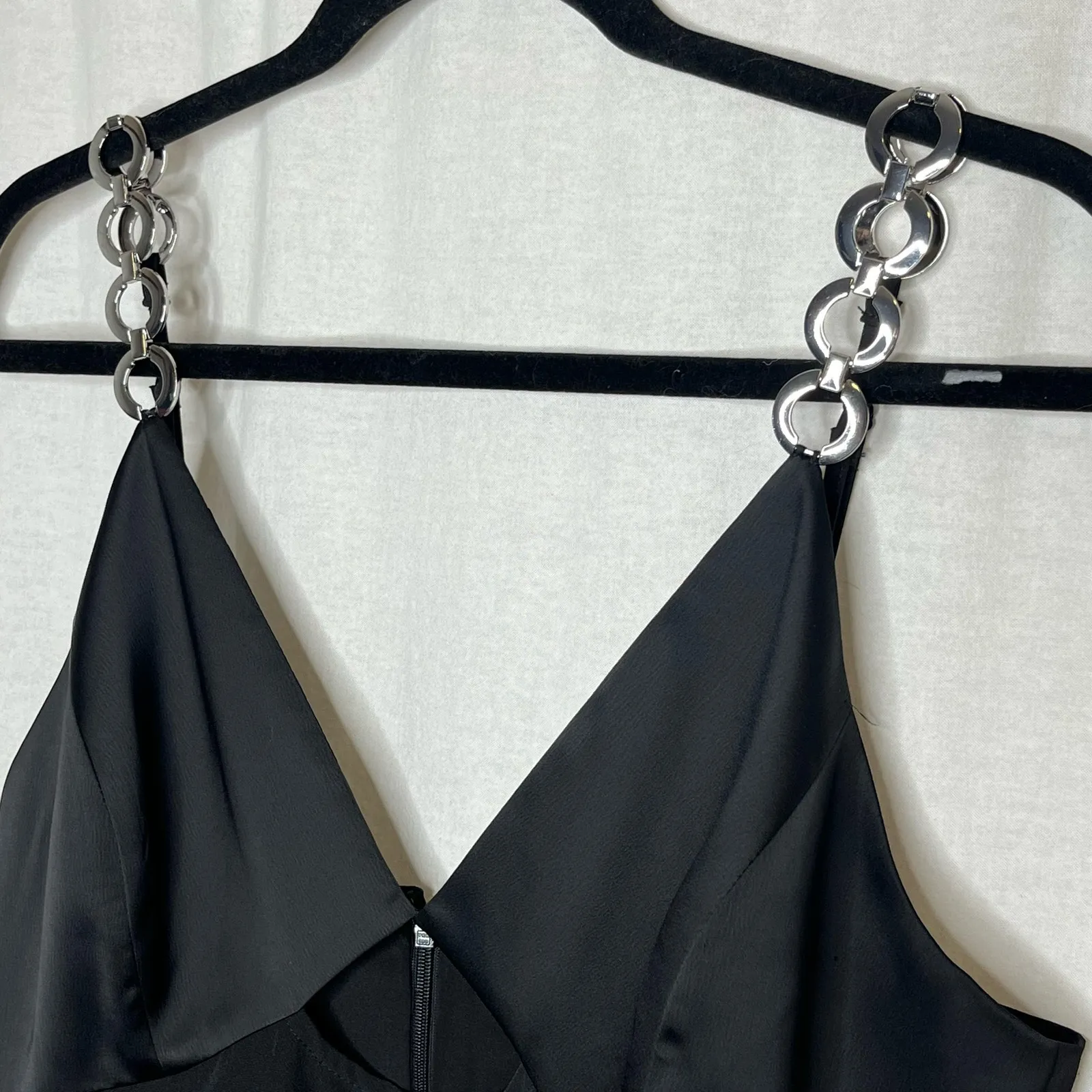 NWT Gianni Bini Penelope Crepe Black Mini Dress‎ Chain Straps Size 12 $159 MSRP - Image 4