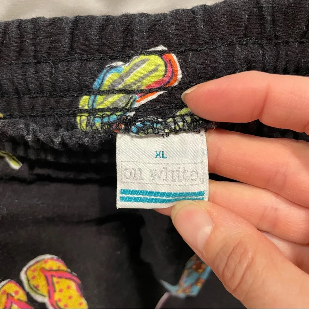 Cute Y2K black pull on beach theme sandal elastic waist mini skirt drawstring Size XL - Image 2