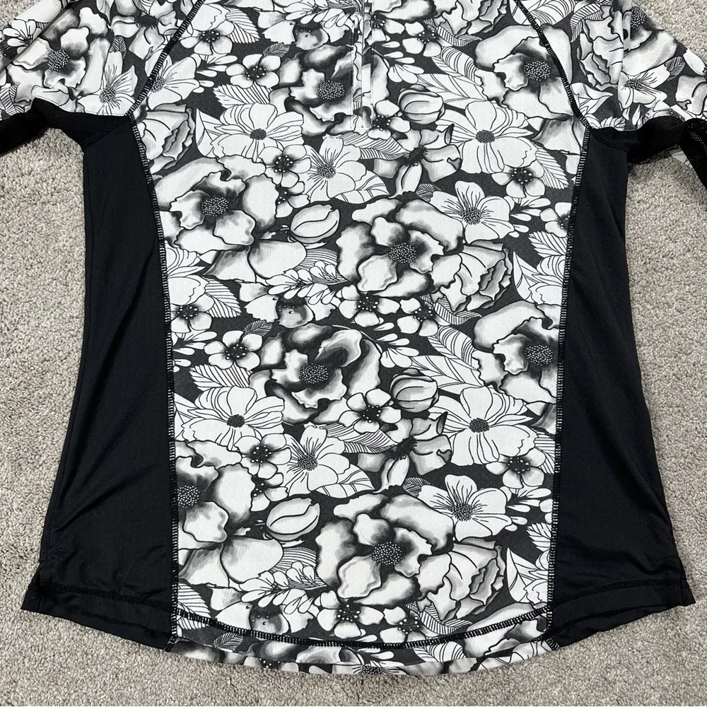 SanSoleil 1/4 Zip Longsleeve Vented UPF 50+ Outdoor Golf in Floral Black White M Size M - Image 4