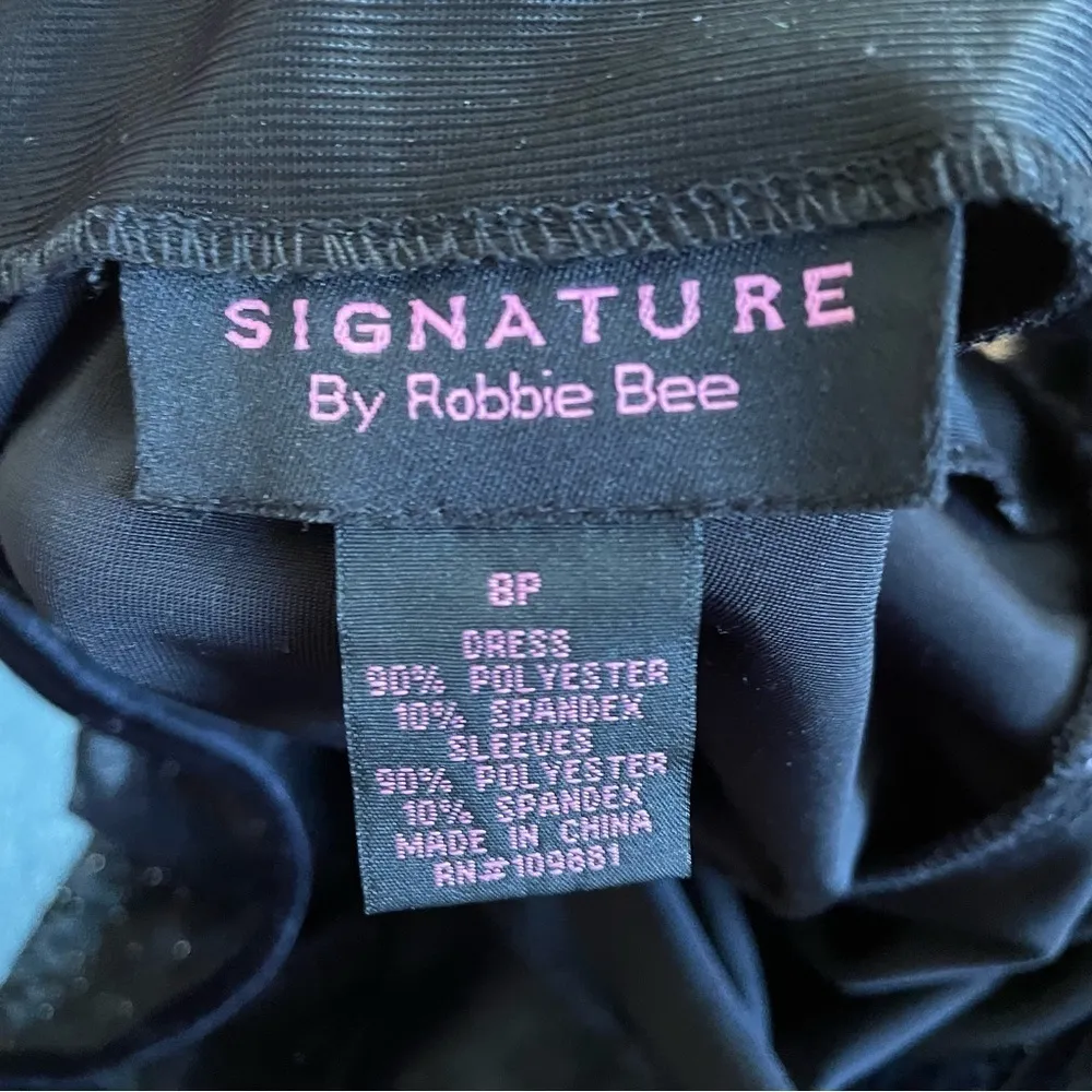 Robbie Bee Black Velvet MIDI Dress Size 8P - Image 9