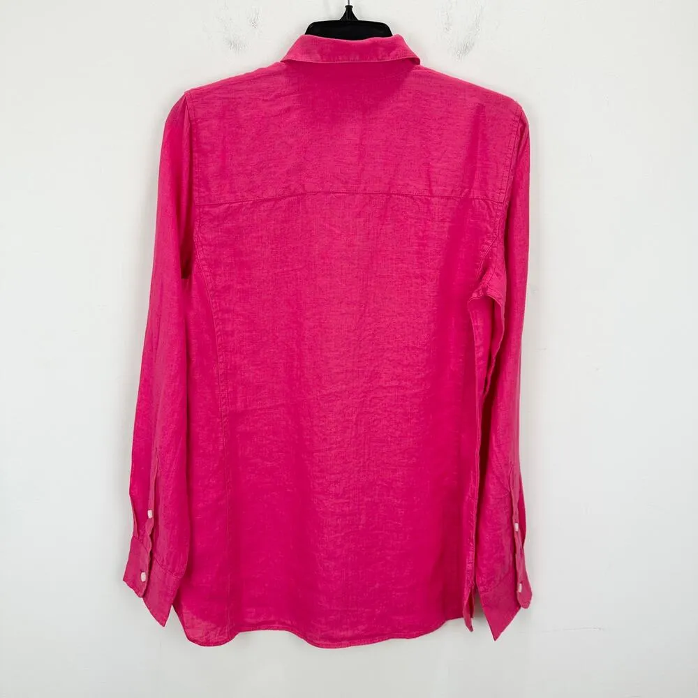 J.Crew Tall Wren Slim Shirt Baird McNutt Irish Linen Snapdragon Pink US 2 NWT - Image 8