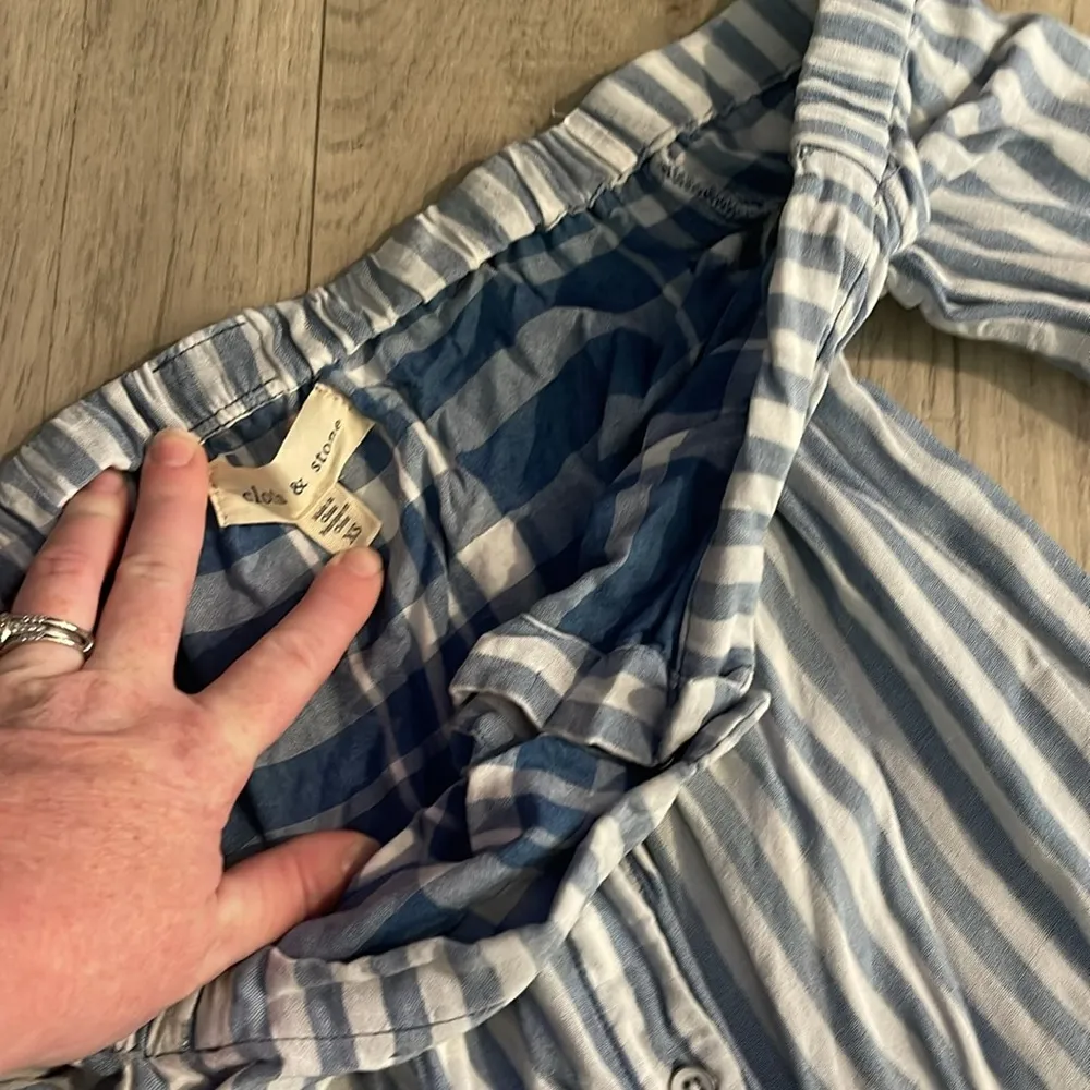 Cloth & stone xs Striped Off-Shoulder chambray button down Dress Anthropologie - Image 4