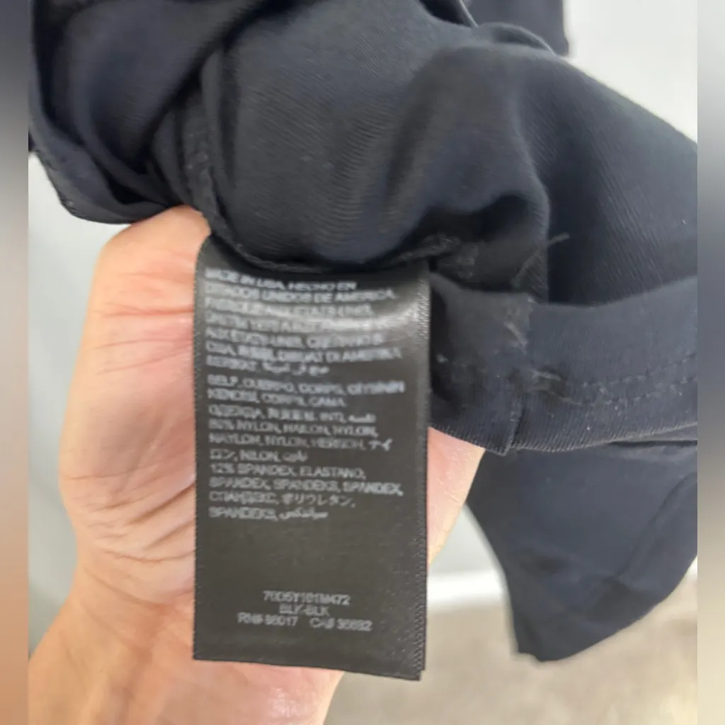 Bebe Little Black Stretchy Peplum Mini Clubwear Dress Bodycon Mesh Sleeveless - Image 4