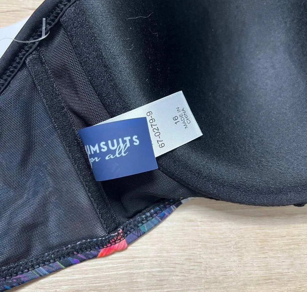 Swimsuits For All Tropical Palm Print High Waisted Bikini Size 1X - Image 6