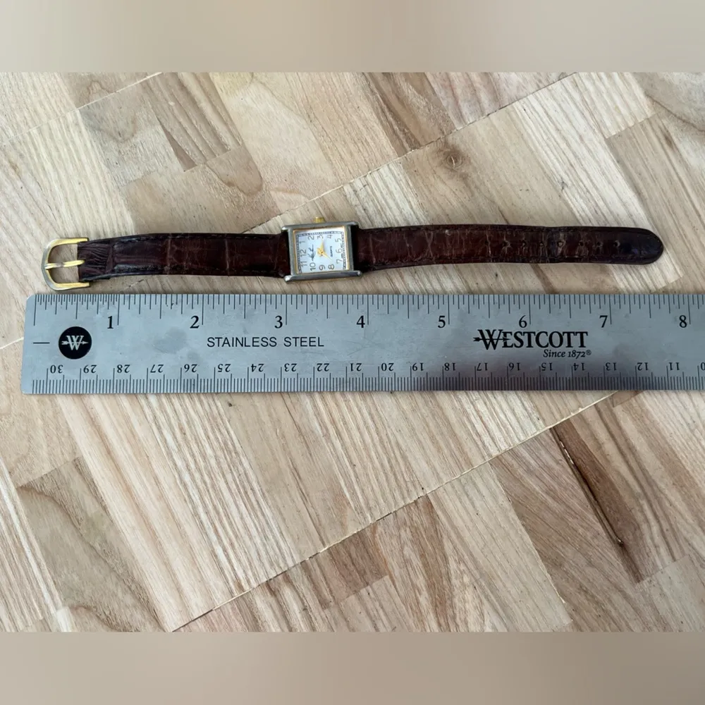 Kathie Lee  Vintage Ladies Watch White Rectangular Dial Brown Leather Strap - Image 9