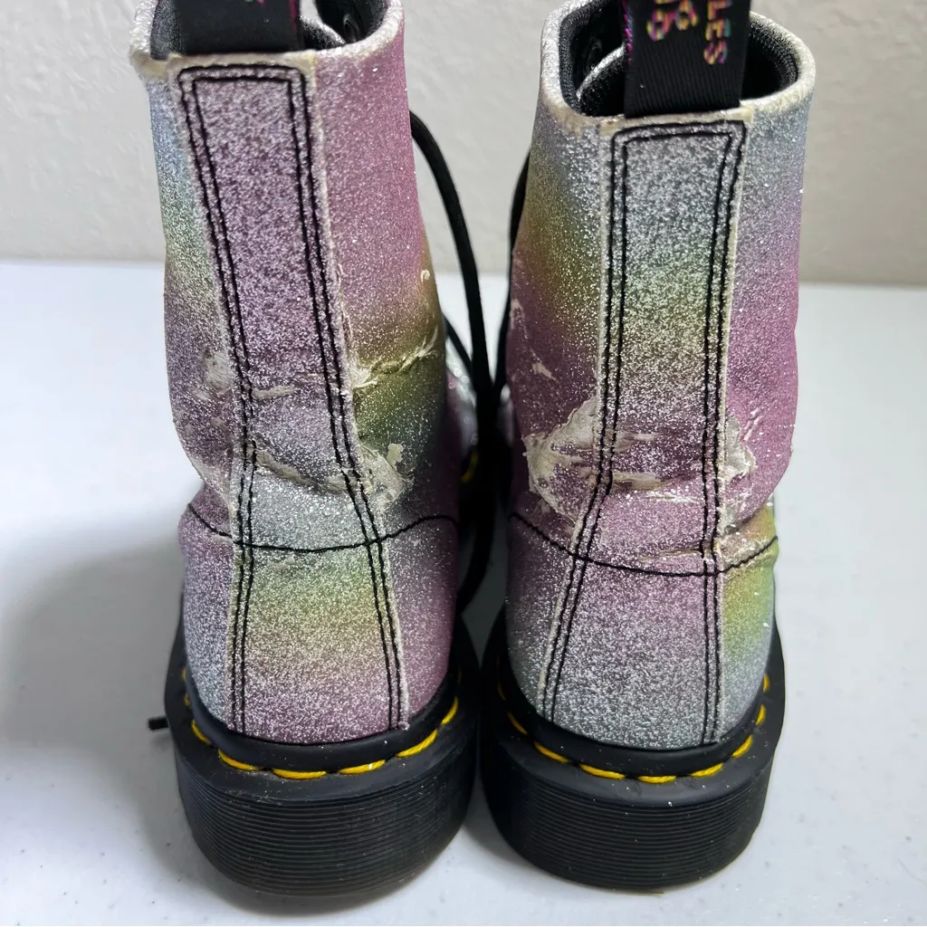 Doc Martens Pascal Rainbow Glitter Combat Boots - Image 7
