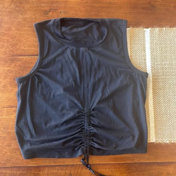 Black Size 4 - Crop Tank Top - Scrunch with Tie in the Front - Image 1