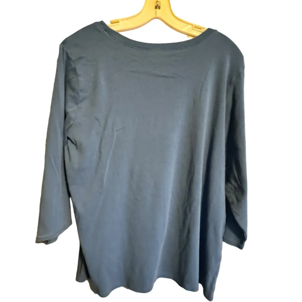J Jill‎ Blue Ballet Sleeve Shirt Size 2X - Image 3