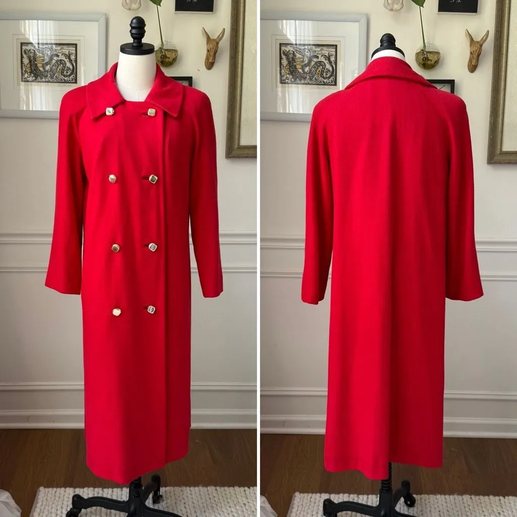 Vintage 60s Count Romi Double Breasted Red Gold Button Coat S - Image 2