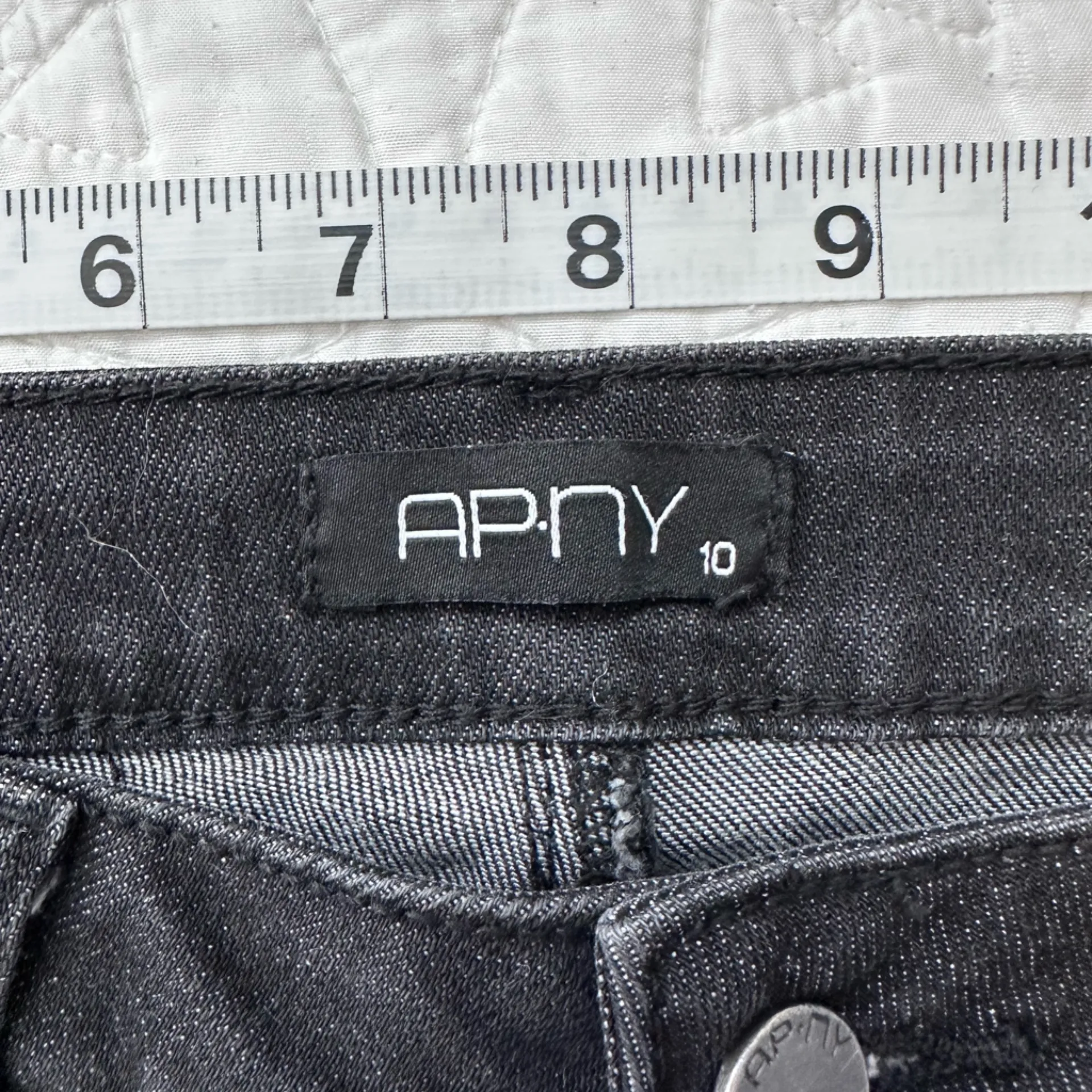 Apny Slim Straight Ankle Black Jeans with Geometric Embroidery Detail Size 10 - Image 3