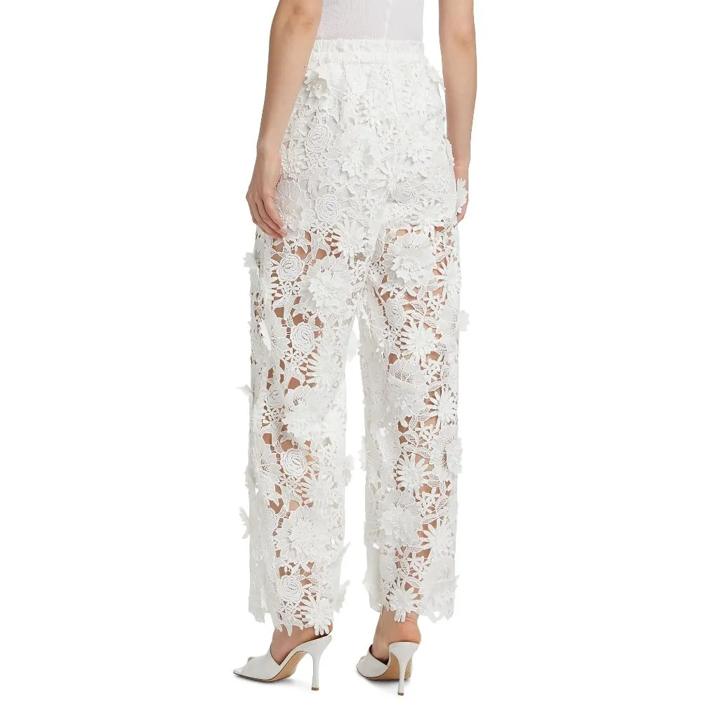 AKNVAS Adrian Floral Lace Pants in White 4 Womens Trousers - Image 14