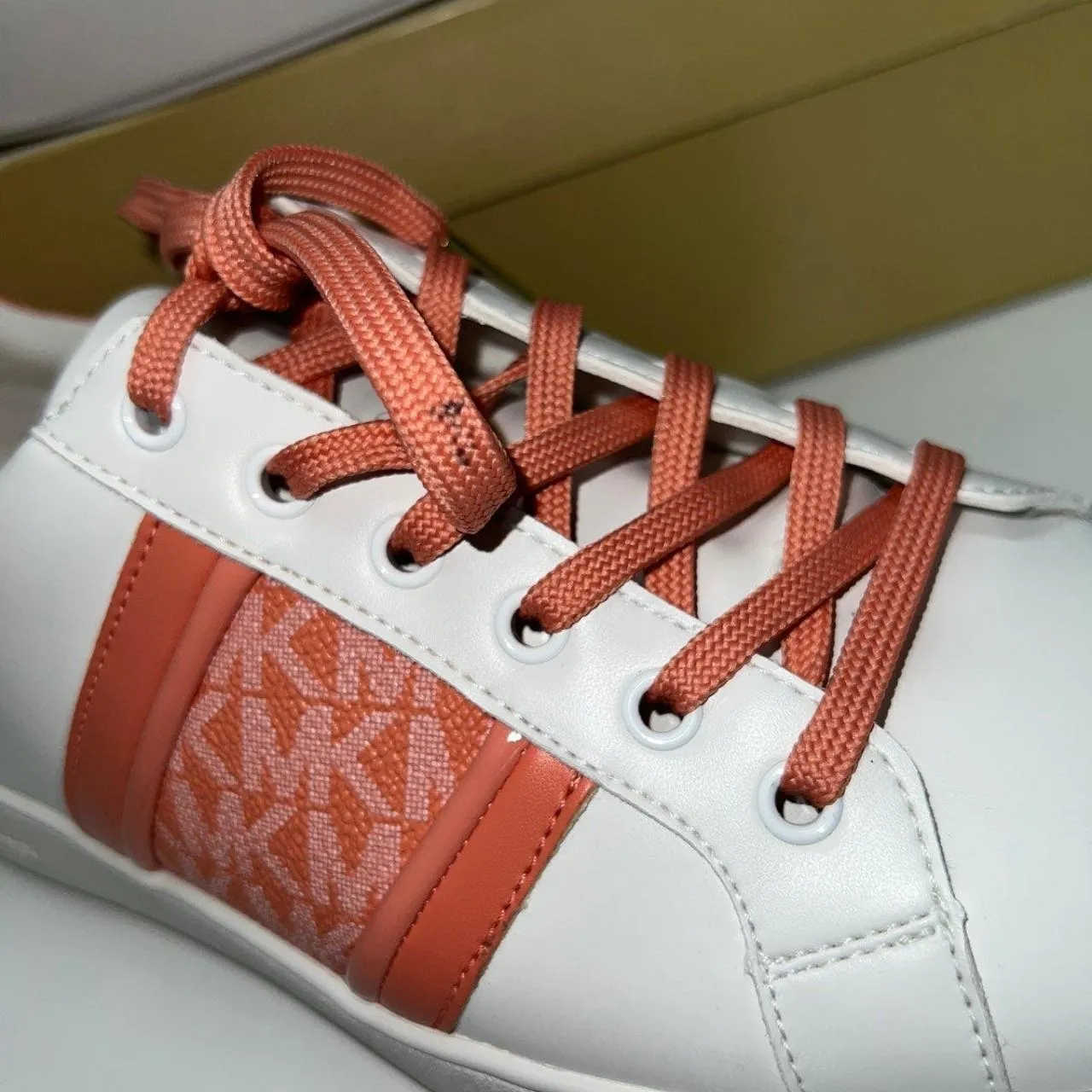 Michael Kors Sherbert Poppy Leather And Logo Stripe Sneaker - Image 3
