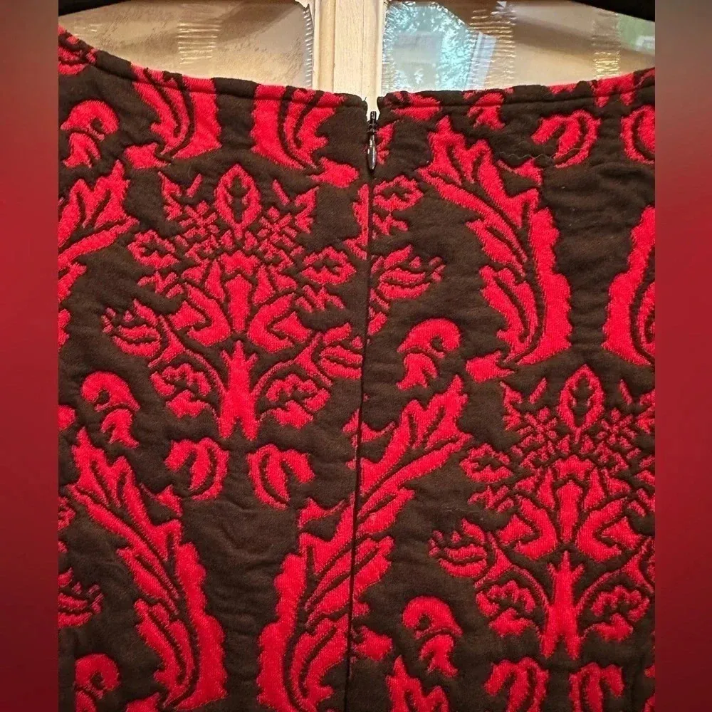 BB Dakota Red & Black Damask Tapestry Jaquard Whimsigoth Quilted Dress Size L - Image 7