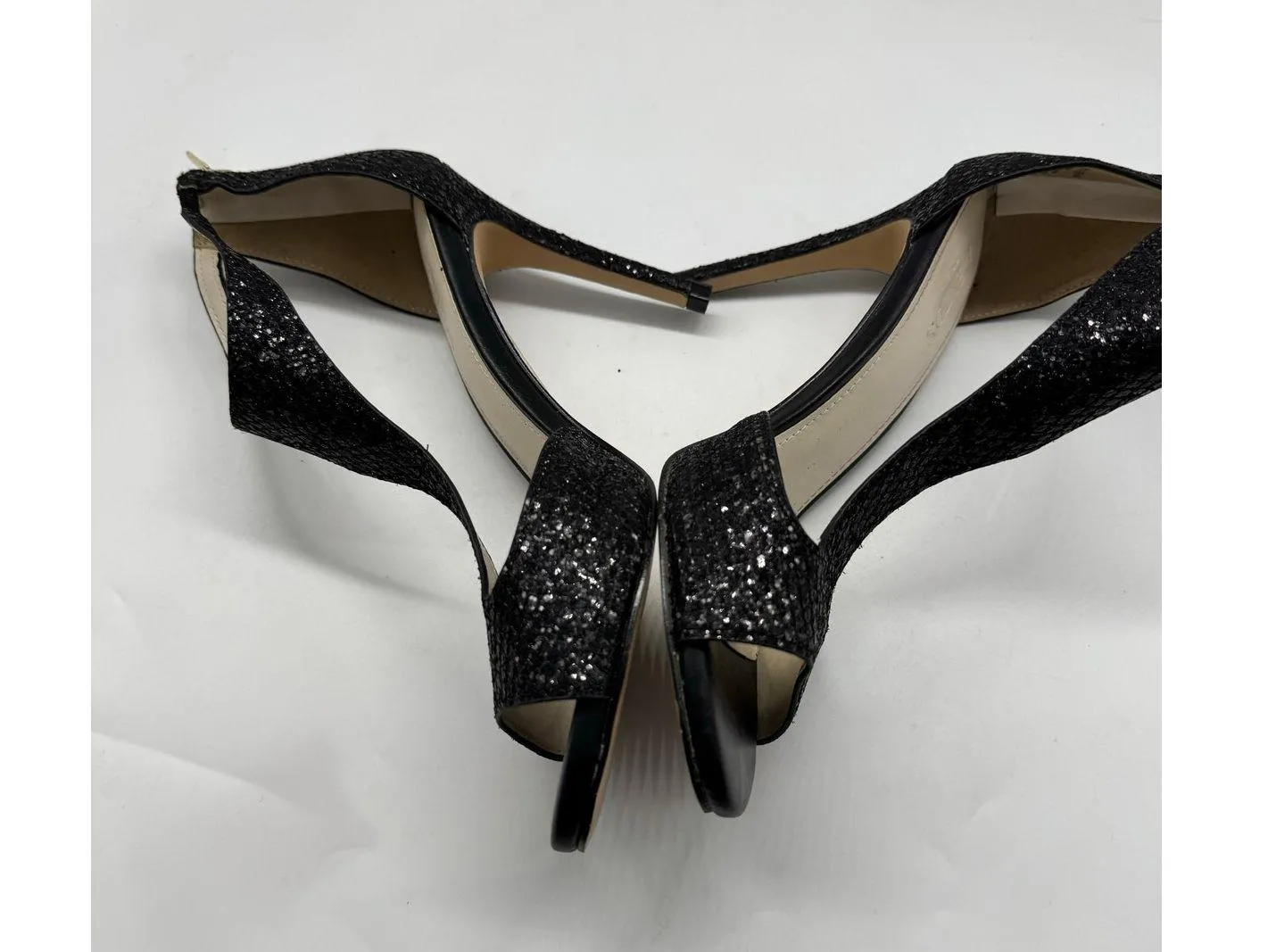 Davids Bridal Saylor Black Glitter Open Toe High Heel Pumps Sz 8.5 Wedding Prom - Image 7