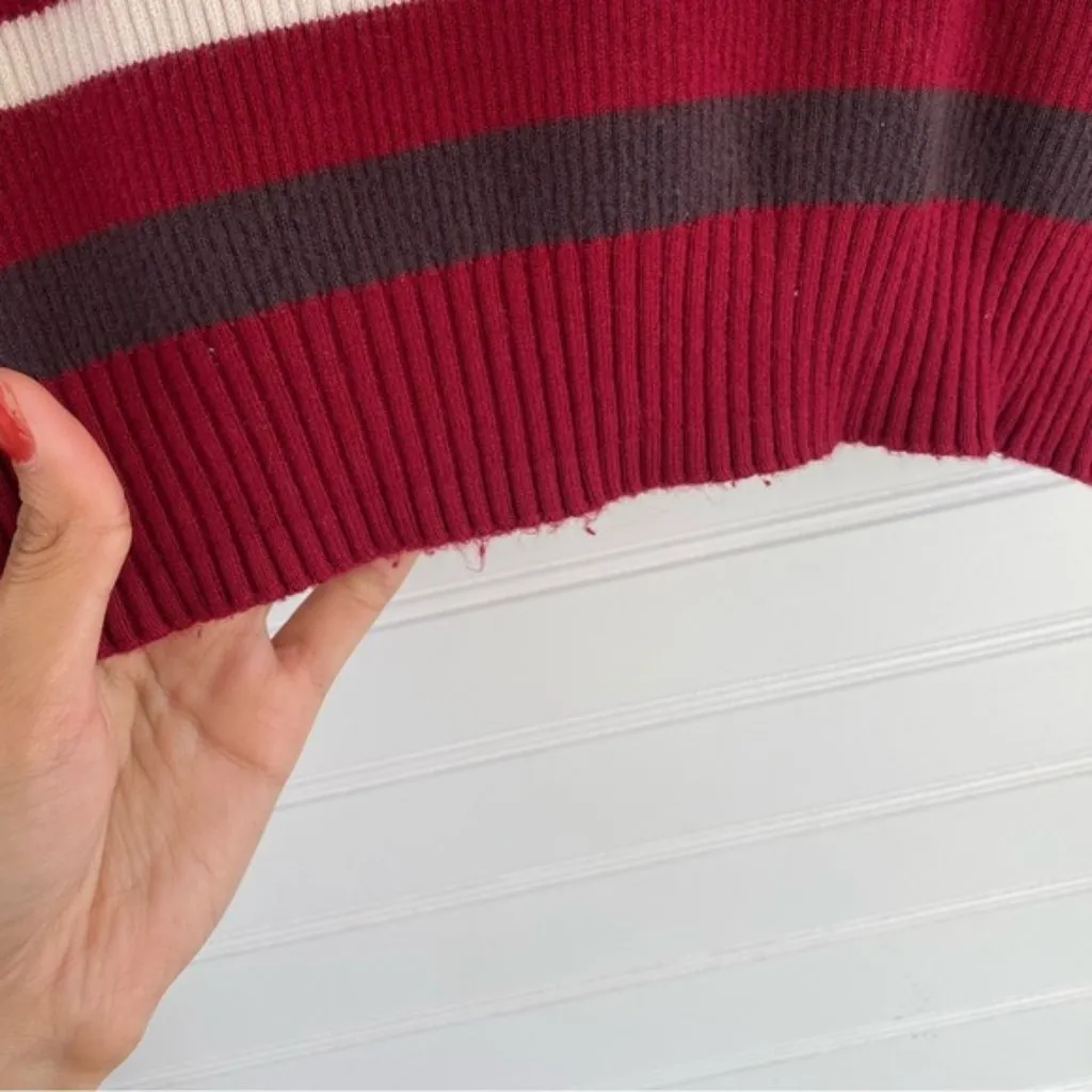 Arizona Jean Co. Red White Black Long Sleeve Mock Neck Crop Top Blouse Size XS - Image 4