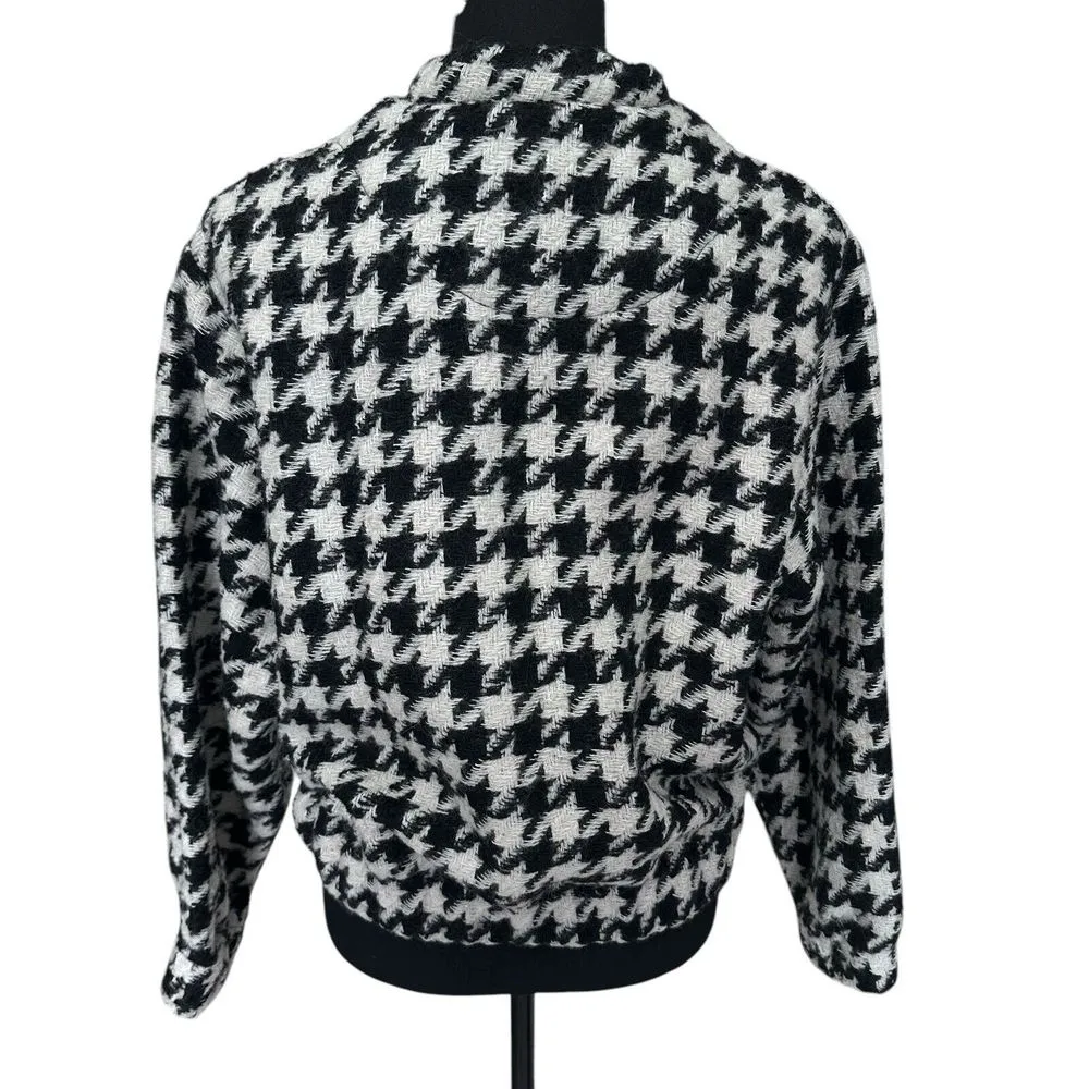 BLANKNYC BOMBER JACKET‎ SMALL HOUNDSTOOTH BLACK AND WHITE 90's RETRO - Image 6