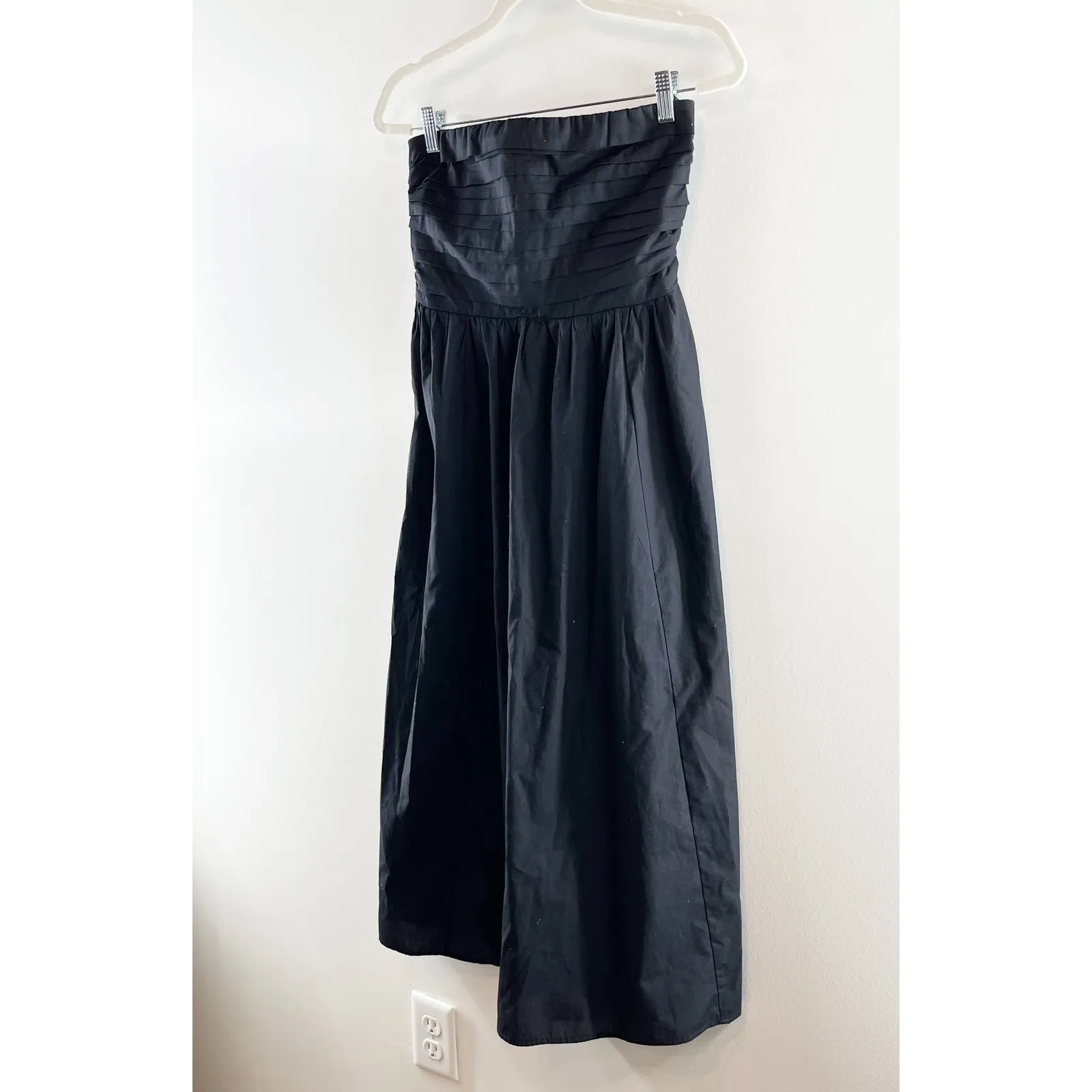 Abercrombie Strapless Emerson Poplin Midi Dress Black Small Tall - Image 9