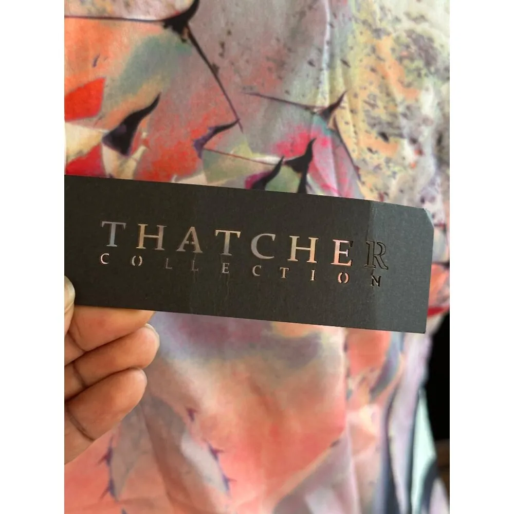 Revolve Thatcher Collection Womens Abstract Print Mini Dress Cap Sleeves Size S - Image 5