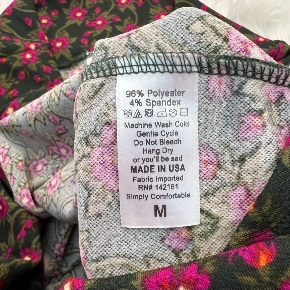 Lularoe Cassie Pencil Skirt Green Pink Floral - Image 10