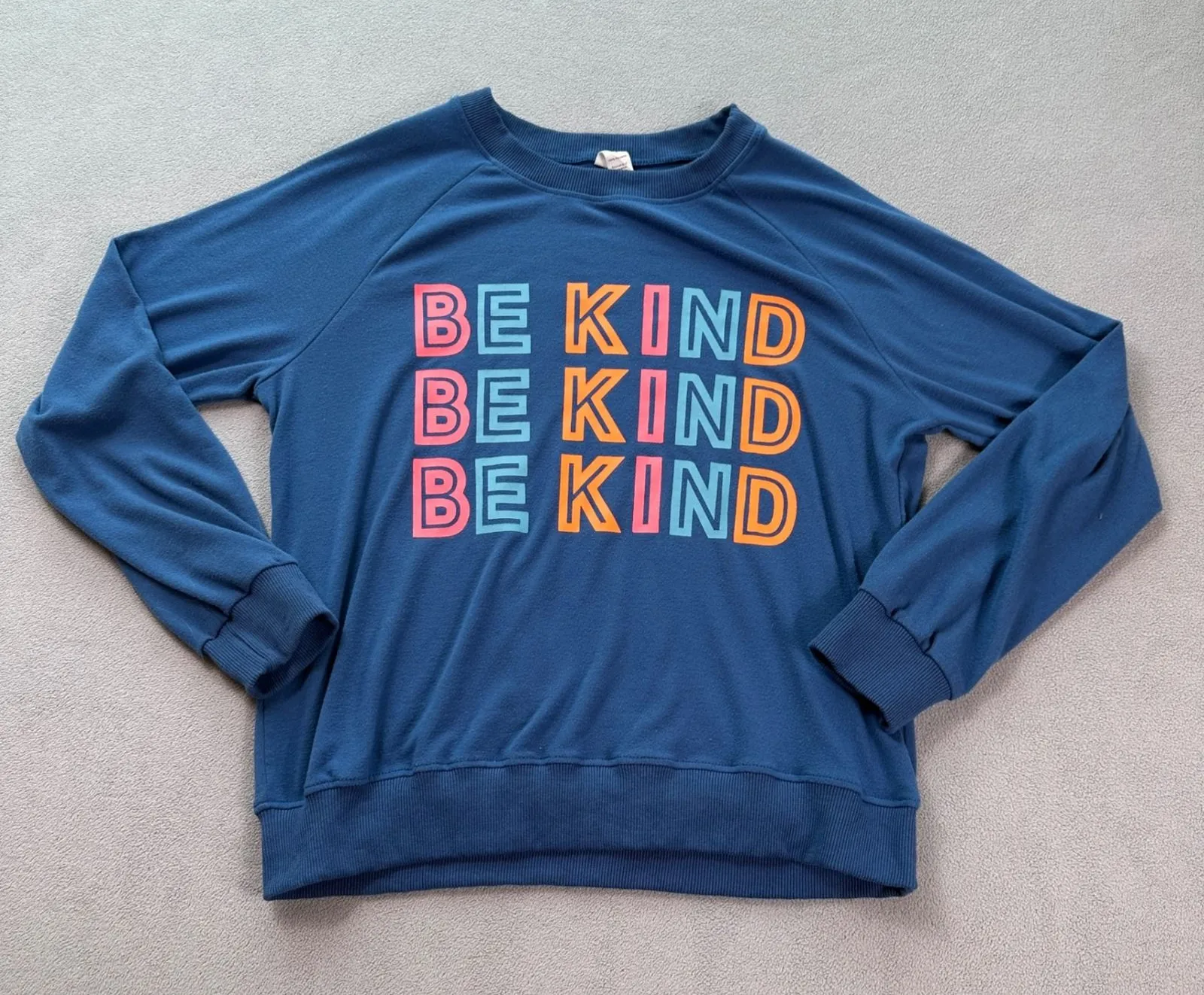 Be Kind Sweatshirt Womens M Blue Crew Neck Long Sleeve Pullover Pride Rights Lgb Size M - Image 1