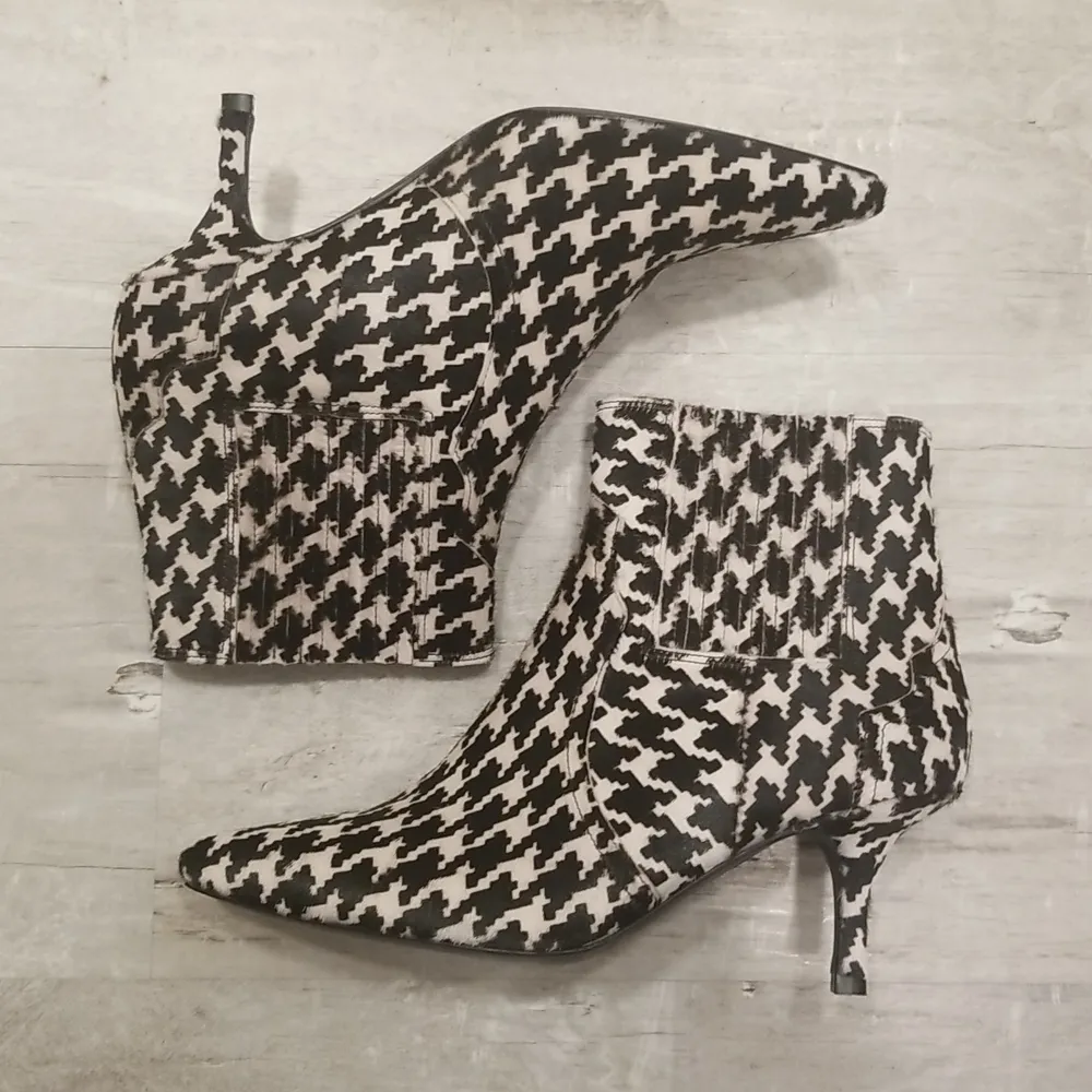 💕ANINE BING💕 Whitney Calf Hair Ankle Boots ~ Houndstooth Print 37 NWOT - Image 9