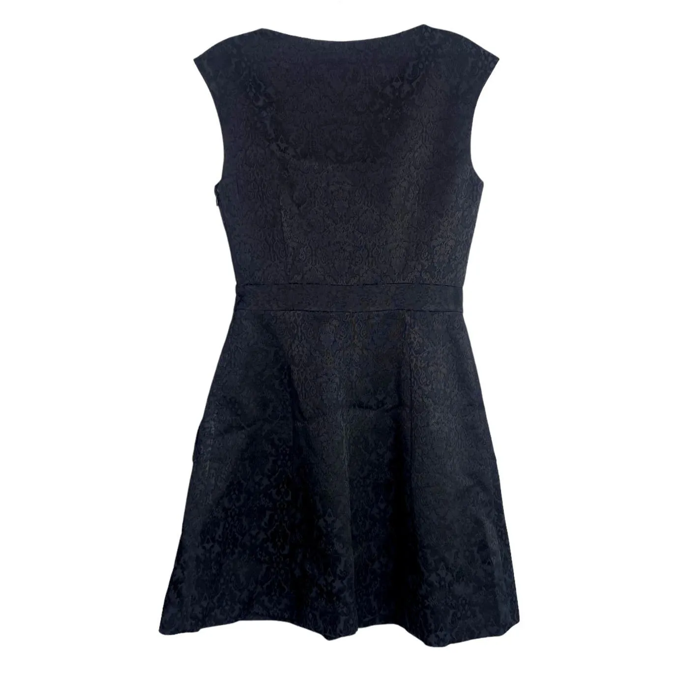 ZARA Sleeveless Embossed Jacquard V Neck Dress Pockets Back Zip up XS Black - Image 6