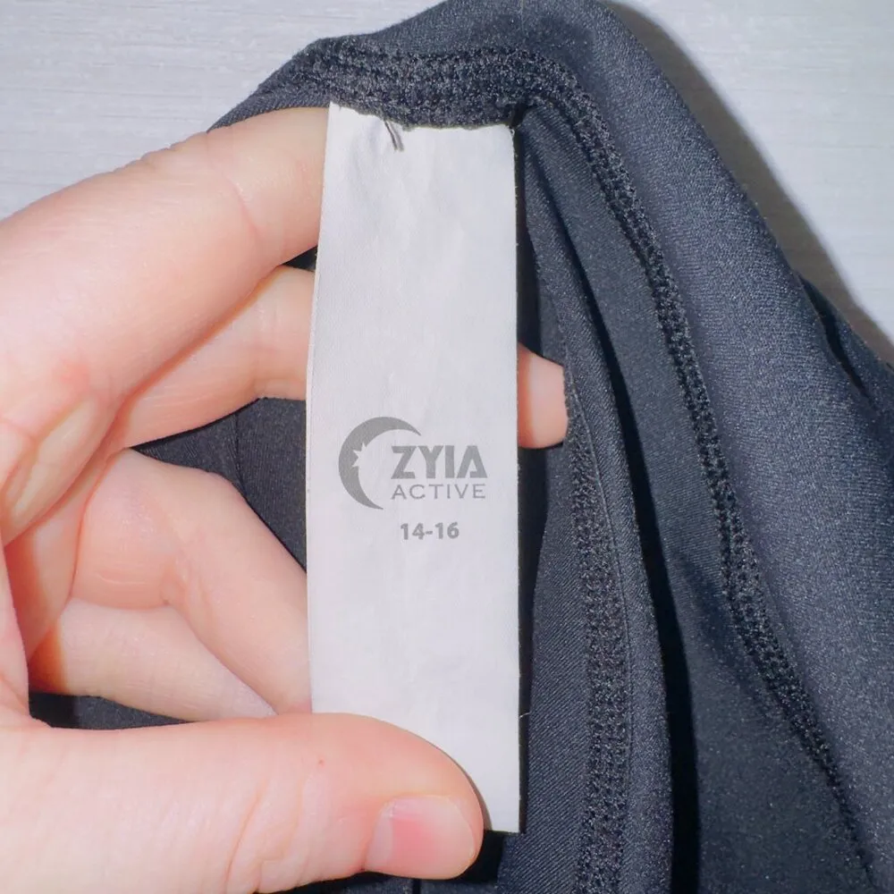 Zyia Active Luxe Neon Tape Stripe High Rise Ankle Length Athletic Leggings 14-16 - Image 2