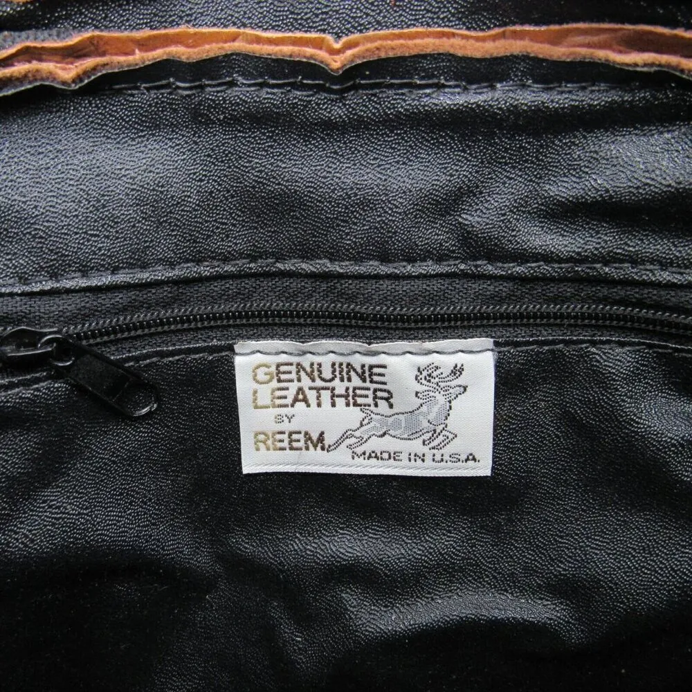 Vintage Brown Genuine Leather by Reem Envelope 80s Purse Bag Crossbody Chain USA - Image 6