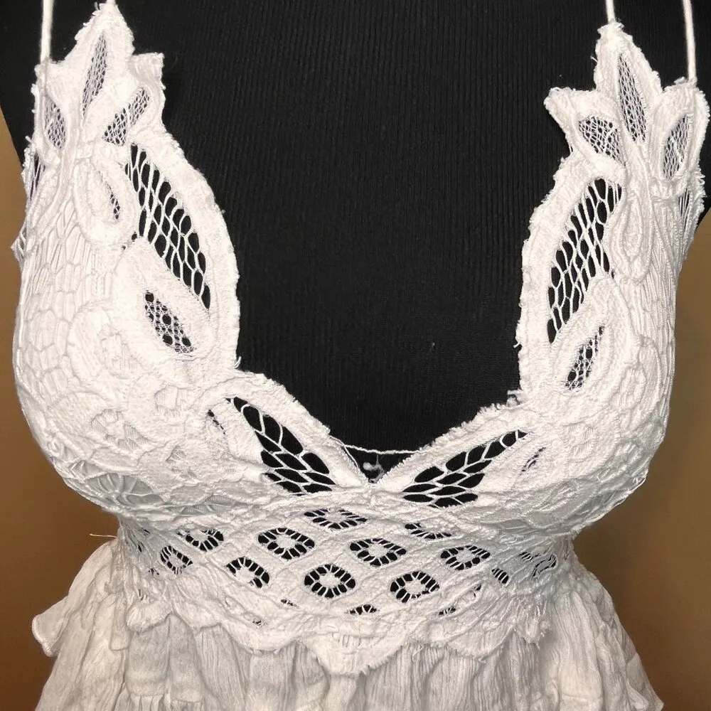 Free People Intimately Adella Lace Cami Size Small White Boho Festival Top - Image 4