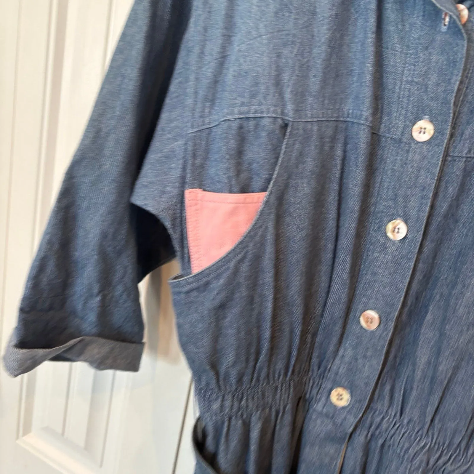 D.‎ Frank Denim Belted Jumpsuit Size 8 Blue - Image 5