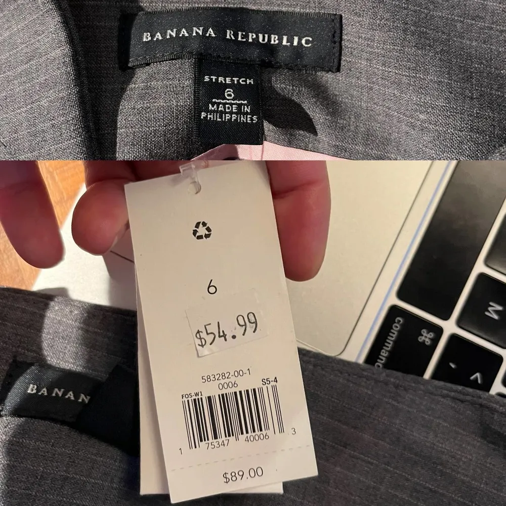 BANANA REPUBLIC Gray Pencil Straight Skirt Wool Knee Length Pinstripe Work 6 NWT - Image 5