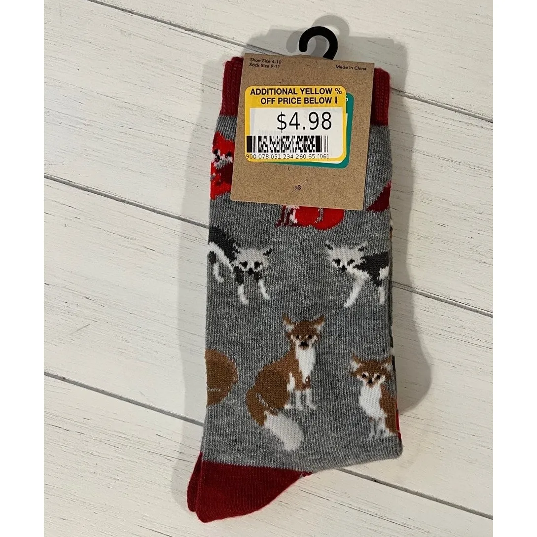 Socks Womens DSW Sock 5 Five Pairs Christmas Gift Fox Socks White Socks Stars A1 - Image 4