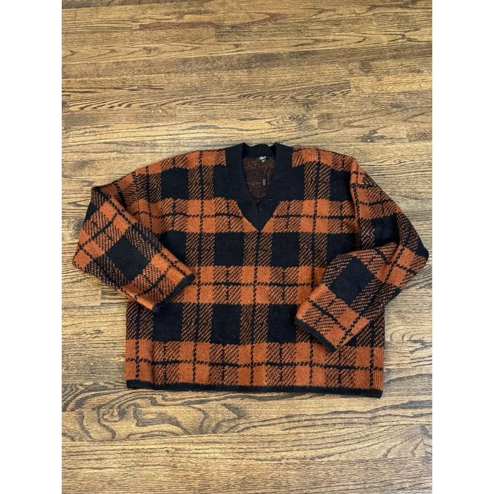 Rails Rust/Black Plaid Colleen Pullover Sweater Size‎ Medium Wool Blend Jacquard - Image 3