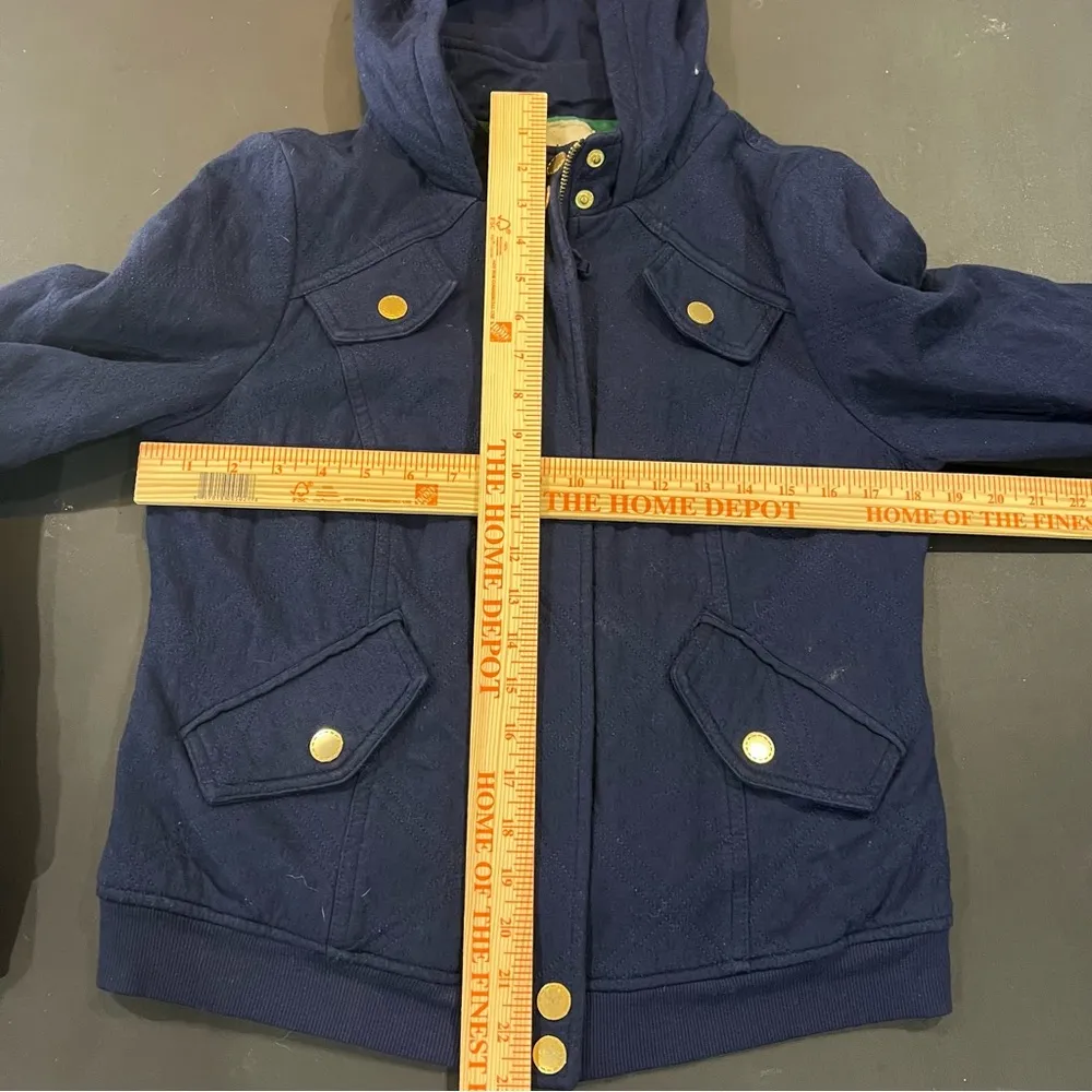 Allihop | Quilted Navy Blue Full Zip Up Hooded Jacket - Image 10