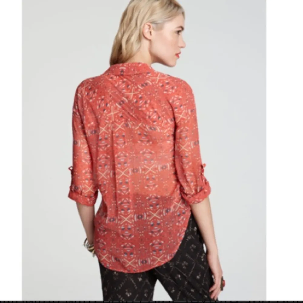 Free People Easy Rider Button Down Shirt Sheer - Image 3