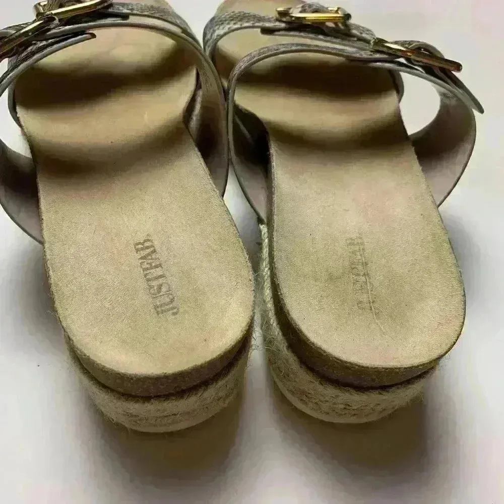 Just Fab Snake Double Strap Platform Espadrille Slides Size 9. Big Buckle - Image 3