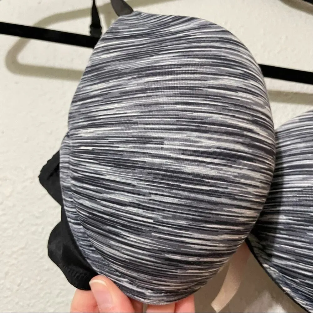 Victoria Secret Pink Black & White Heathered Push Up Bra Womens 34C Underwire - Image 3